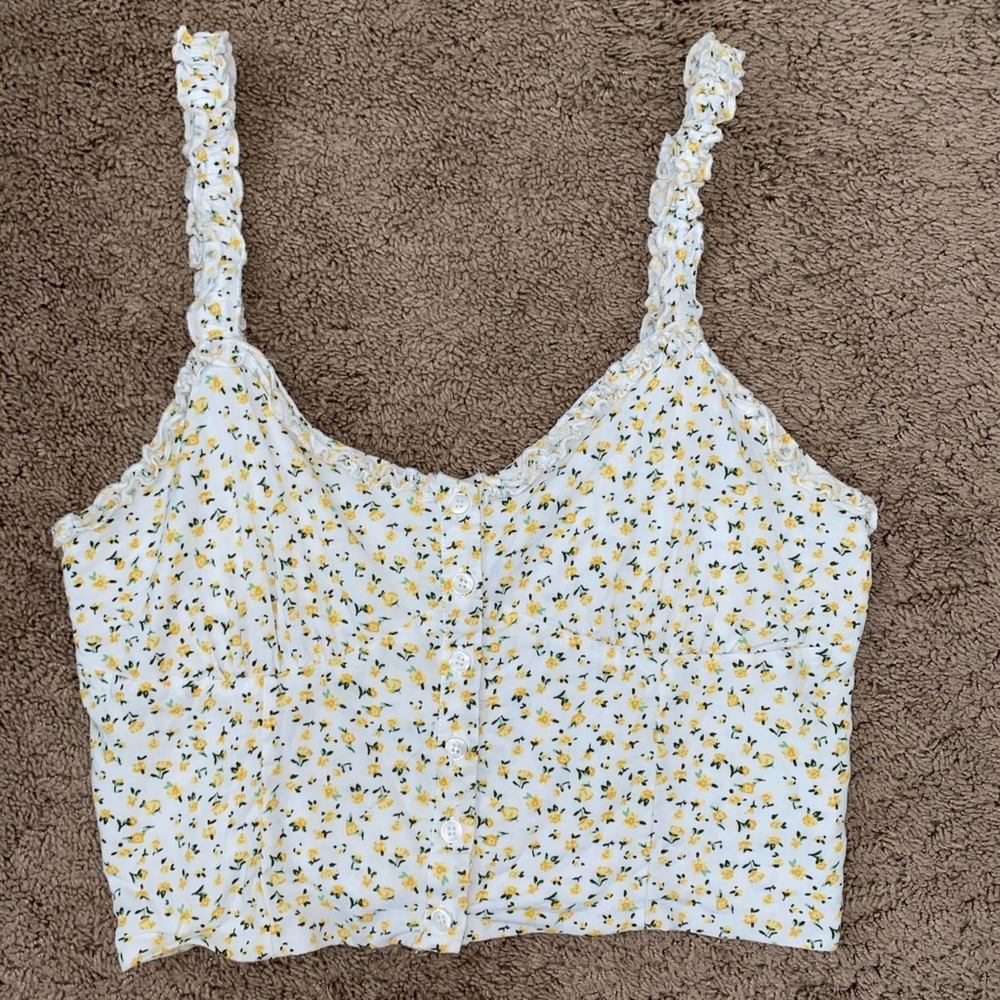 white/yellow Floral Tank Top